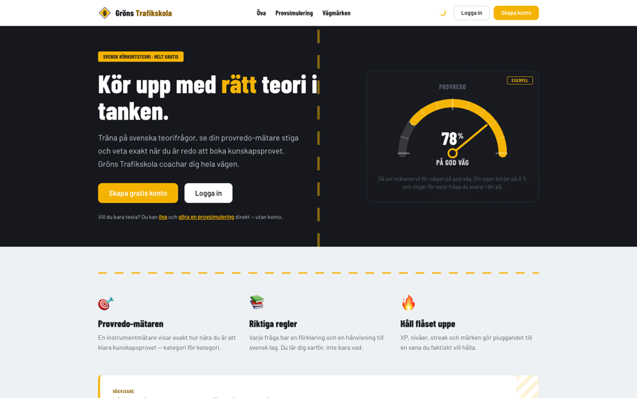 Gröns Trafikskola – skärmdump