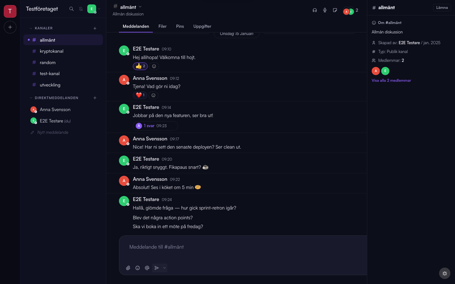 hojt – Svenskt alternativ till Slack